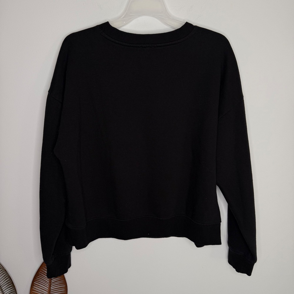 Maeve Anthropologie Black All Together Now Graphic Sweatshirt Roomy Town Medium - Picture 7 of 10